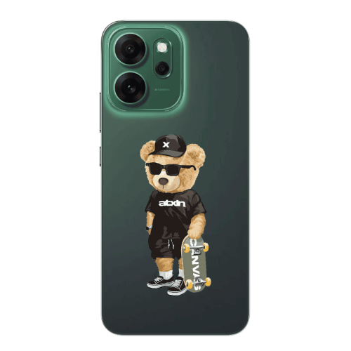 Oppo Reno 14 FS Bear with glasses Transparent Silicone TPU Θήκη